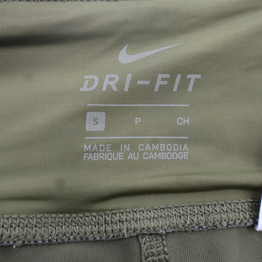 Nike Dri-FIT Running Leggings Womens Small Olive‎ Green Good 890323-395 Cropped